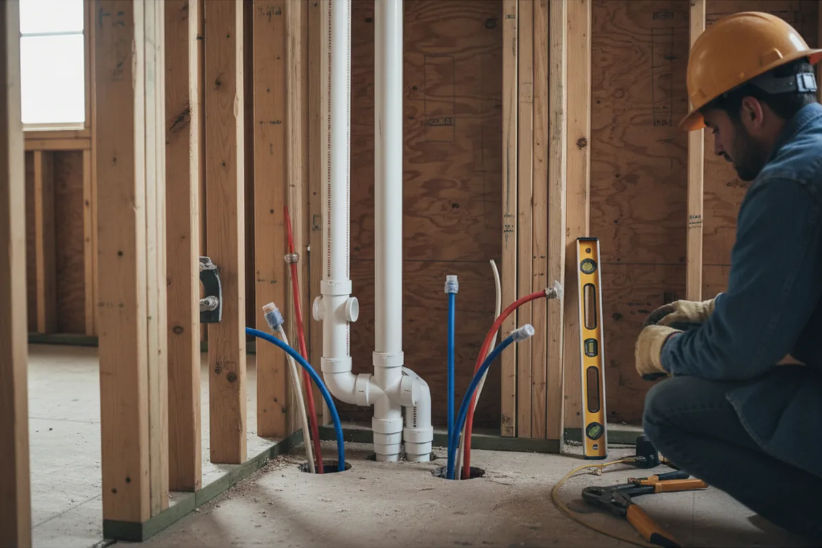 Drain and supply rough-in during Leak Detection in Natick
