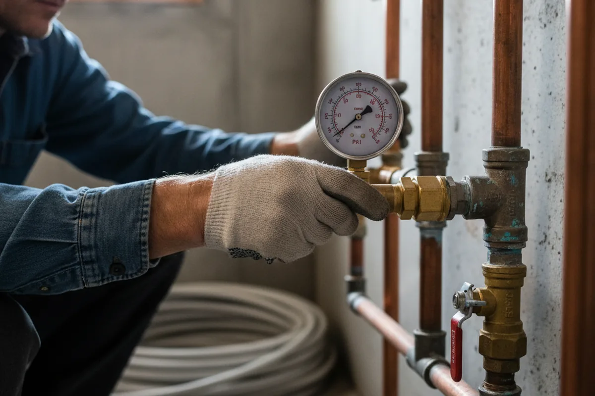 Pressure testing a repaired line during Water Line Repair in Natick